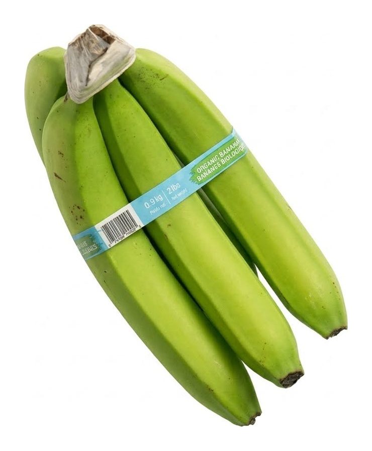 A bunch of bright green organic bananas